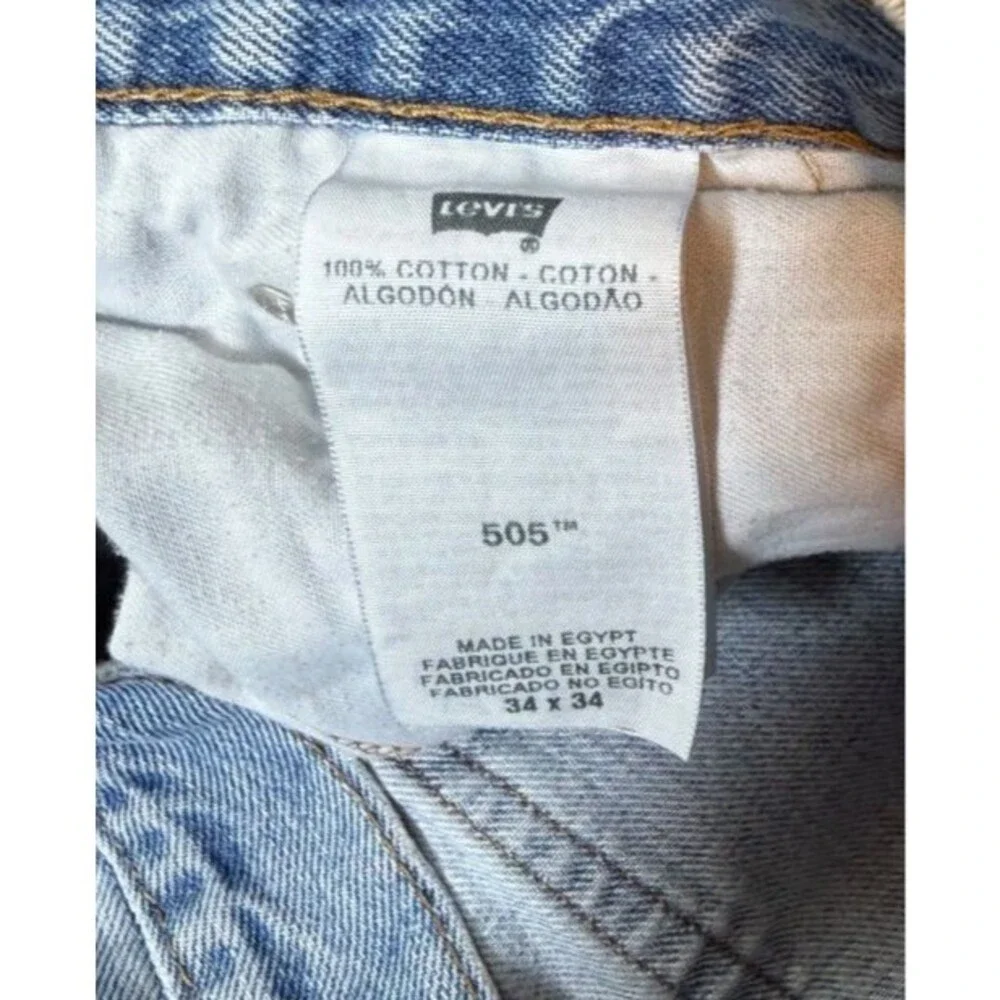 Levis 505 Jeans Mens Size 34x34 Blue Light Wash Regular Fit Straight Denim Zip